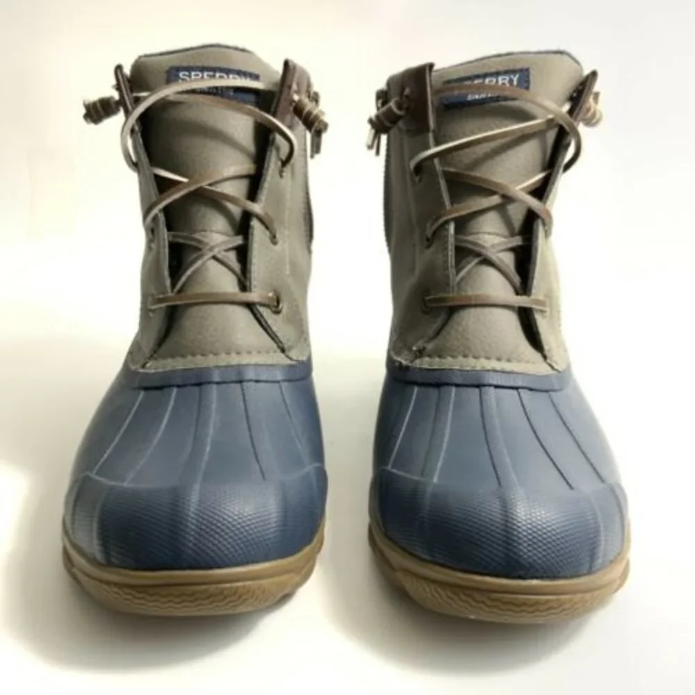 Sperry Waterproof Rubber Leather Duck Boots Blue Gray 7M